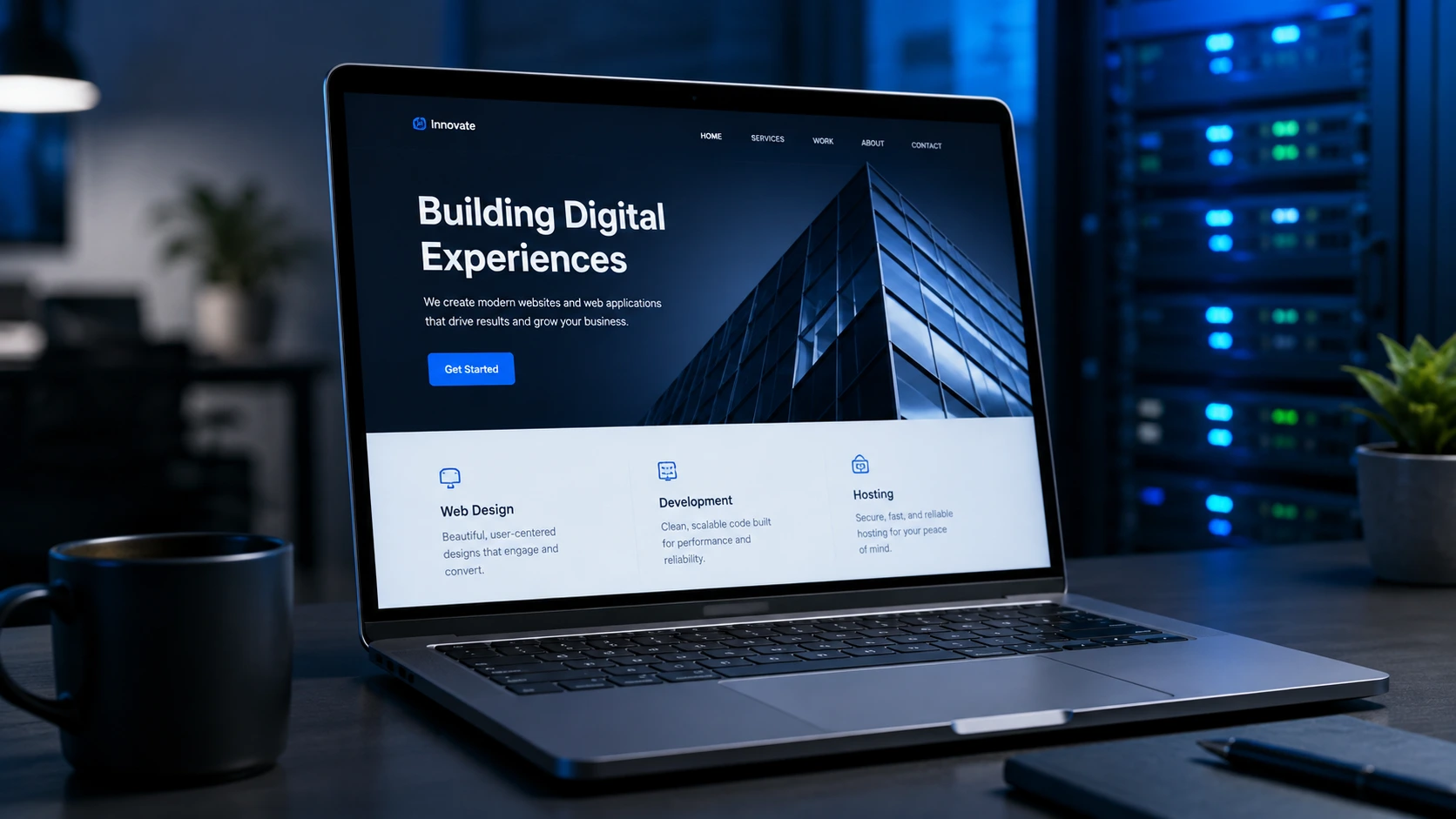 Website development workspace representing professional web design and hosting services
